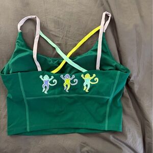 Roller Rabbit Monkey Crop Tank Top Green Workout, Small NWT